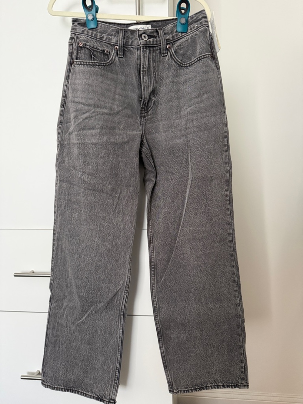 Abercrombie & Fitch Black-Grey Straight Leg Jeans